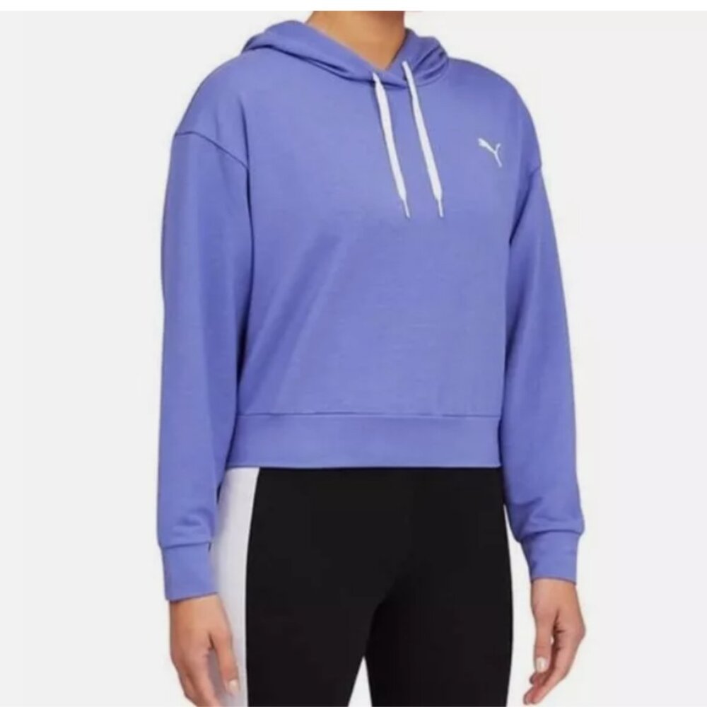 Puma Modern Sport Hoodie Cropped Sweatshirt (HAZY BLUE, MEDIUM)